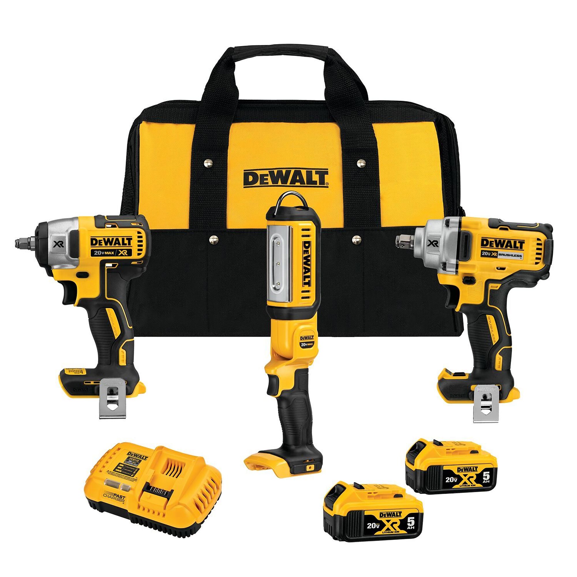DEWALT, 20V MAX* XR Brushless Cordless 3-Tool Automotive, Chuck Size 1/2 in, Tools Included (qty.) 3 Model# DCK302P2